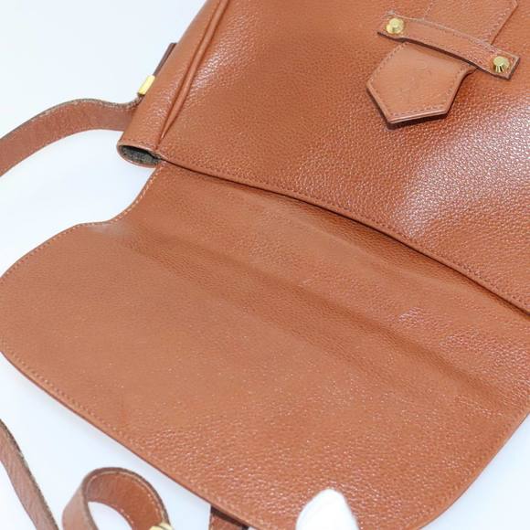 SAINT LAURENT Shoulder Bag Leather Brown Gold Auth 93349 - Picture 11 of 16